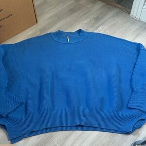 Free People Vibrant Blue Crewneck Sweater size large
